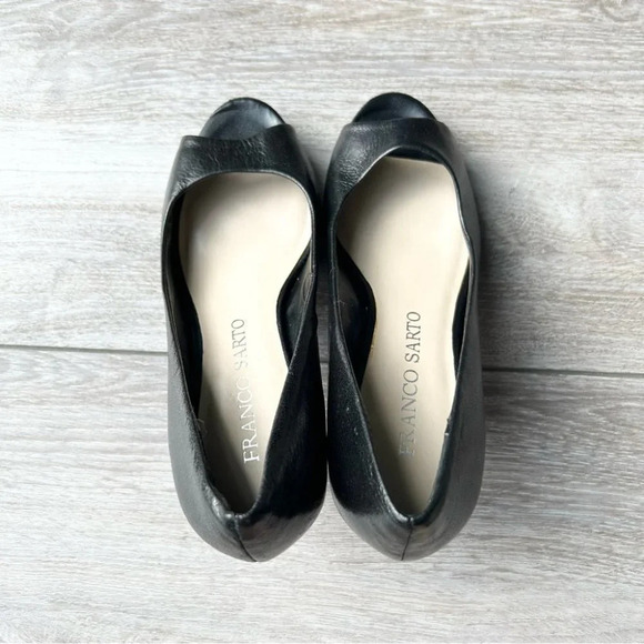 Franco Sarto Black Open Toe Leather Pump - Picture 7 of 13